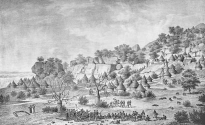 Ansicht des Dorfes nördlich von Agady in der Region Bertat, aus 